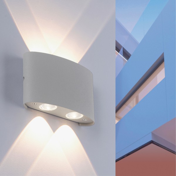 Led Wandlampe Up&Down AußEn Wandleuchte Fassadenleuchte Warmweiß Lichtfarbe Grau-image