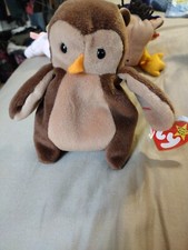 TY Beanie Baby - HOOT the Owl 4th Gen hang tag PVC PELLETS