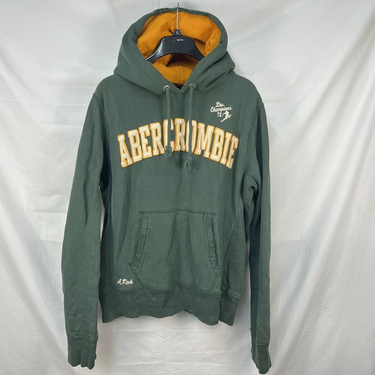 GREENY 00s ABERCROMBIE AND FITCH フーディ Y2K VTG Abercrombie & Fitch Hoodie Green Blue Logo Cotton Fleece