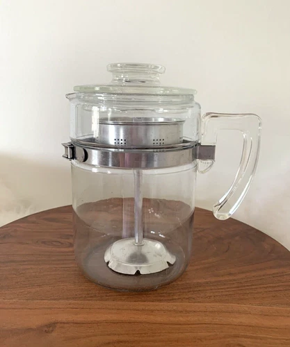 Vintage Pyrex 1948 Flameware 7824H 4-Cup Glass Coffee Pot Stovetop Percolator