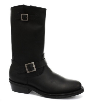 Grinders Rebel Leather Black Unisex Boots Smooth Sole Western Bikers High Boots 
