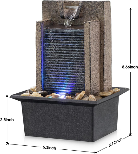 Tabletop Waterfall Fountain - Natural River Rocks Decorated with Colorful Light - 第 6/7 張圖片