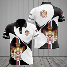 Unisex Polo Shirts Customzie Serbia Coat Of Arms White Wave Gift for Men and Wom