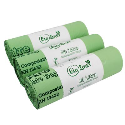 60 x 80L BioLiner Kompostierbeutel für Schwingbehälter & Mülleimer (3 Rollen)