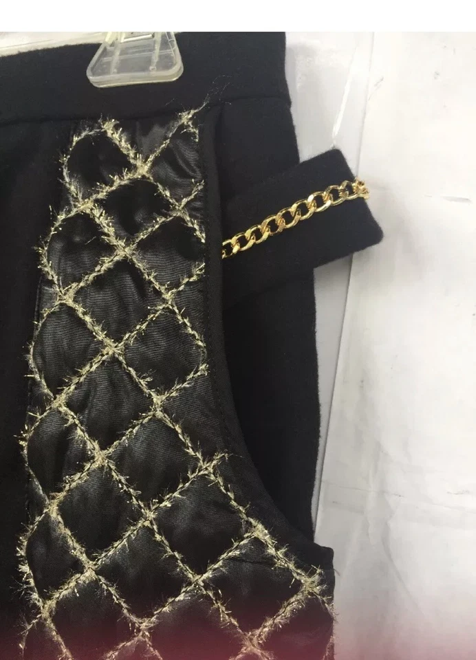 Falda acolchada de cadena negra y dorada para mujer 2b Rych 2BRYCH 2b nueva sin etiquetas Foto 3 de 4