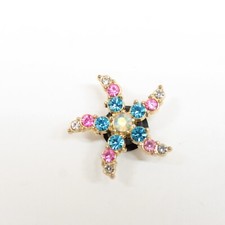Rhinestone Starfish Shoe Charm Brooch Pink Blue Clear