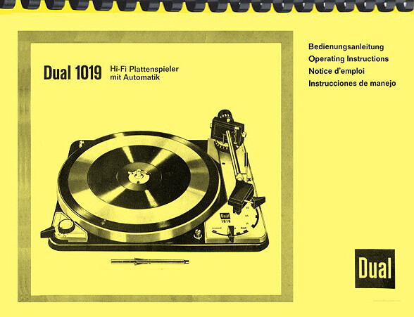 Dual 1019 Turntable OWNER'S MANUAL and SERVICE MANUAL