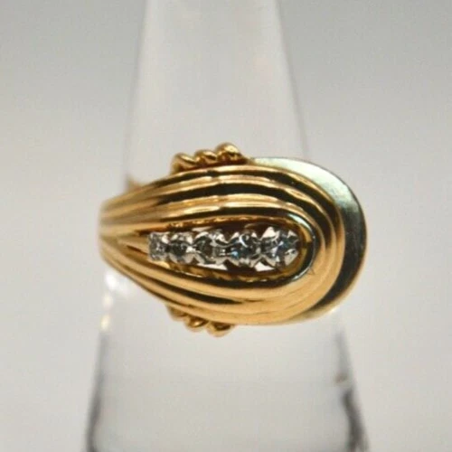 VINTAGE CHEVALIER 18K ROSE GOLD & PLATINUM RING 0,20ct DIAMOND