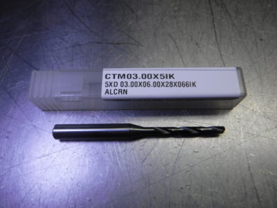 CTMI 3mm Coolant Thru Carbide Drill 5xd 03.00x06.00x28x066IK ALCRN (LOC1306B)