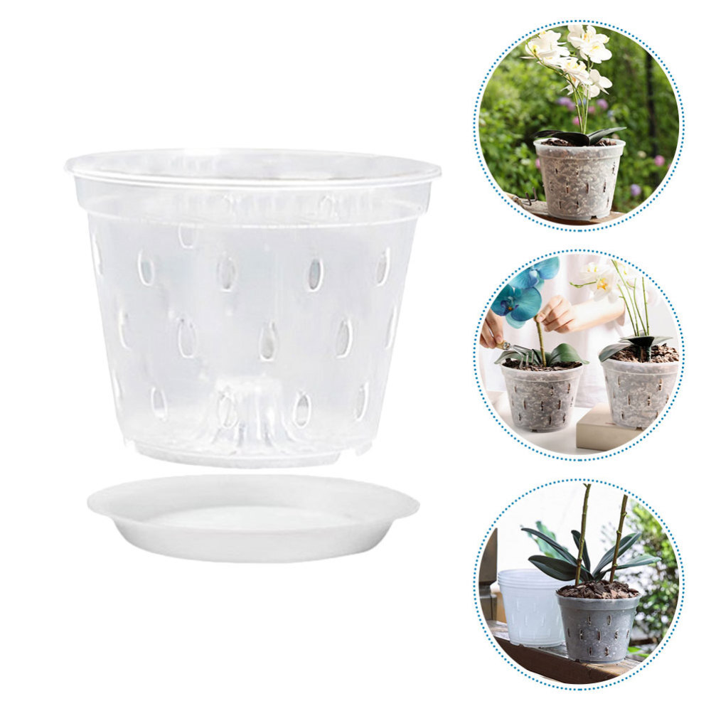 5 Sets of Clear Plastic Orchid Pots Breathable Orchid Plant Nursery eBay