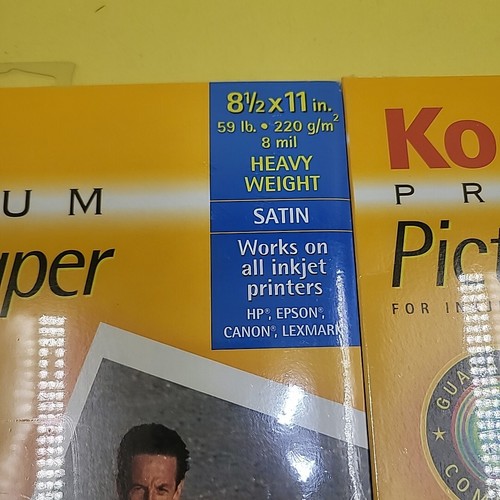 2 Packs KODAK PREMIUM PICTURE PAPER FOR INKJET PRINTS - 8 1/2 X 11 - NEW IN BOX! - Picture 2 of 12