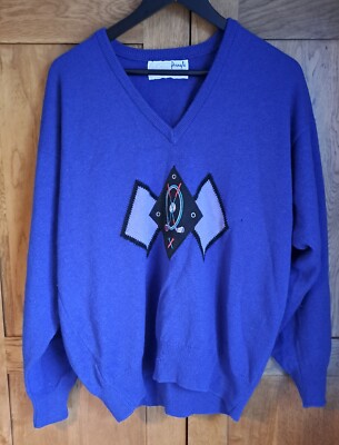 Pringle Nick Faldo Pure New Wool Embroidered Jumper Golf Sweater UK