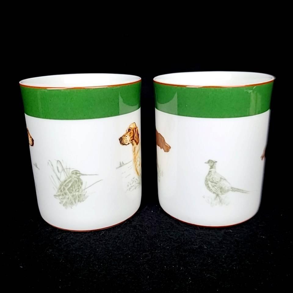 HERMES Green Ceramic Dog Mug Set of 2 Rare Discontinued 8cm HERMES Green Ceramic Dog Mug Set of 2 Rare Discontinued 8cm