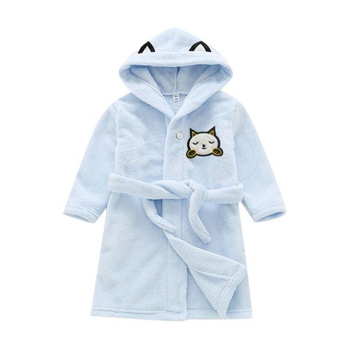 Toddlers Boys Girls Hooded Robe Fleece Bathrobe Pajamas Dressing Gown Sleepwear - Picture 41 of 42