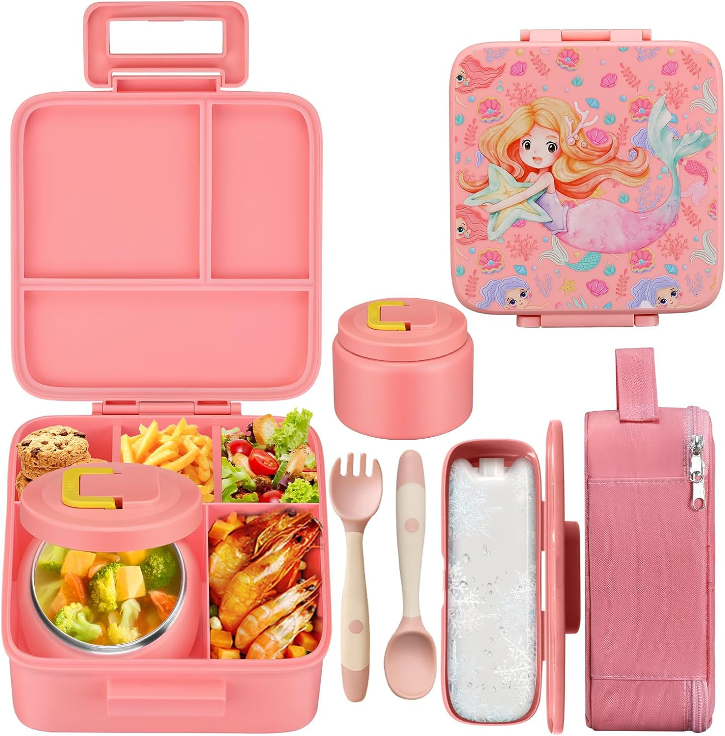 Set For Kids With 8oz Soup Thermos - 4 Compartment Container