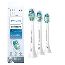 Genuine C2 Optimal Plaque Control Toothbrush Head, 3 Pack, White, HX9023/65