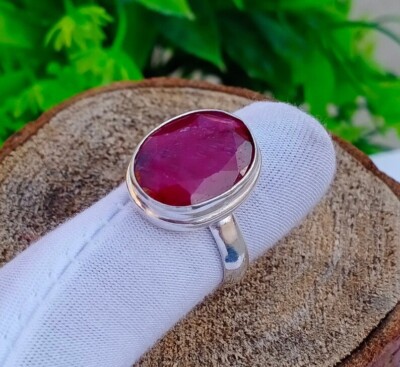 Beautiful Ring Faceted Ruby Ring 925 Sterling Silver Dainty Ring Boho Ring Gift