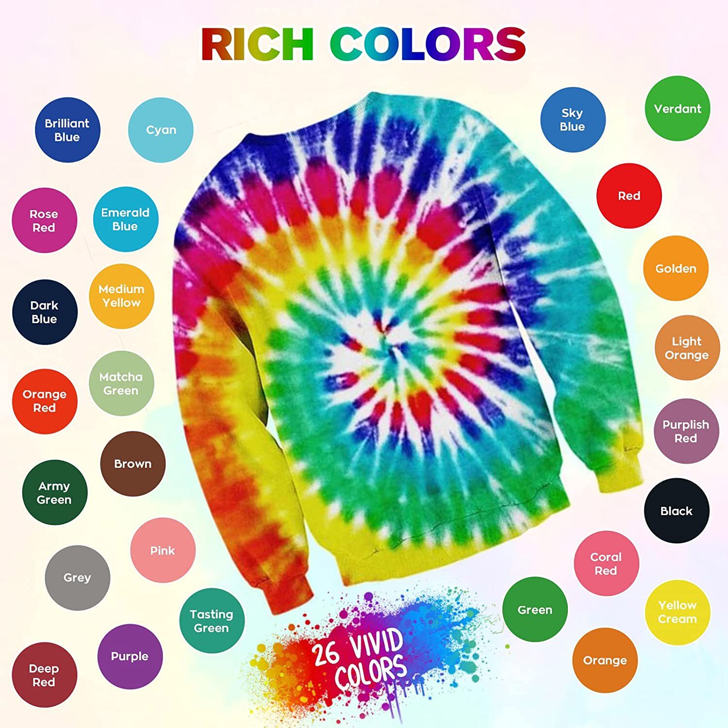 Tie Dye Kit 26 Colors Fabric Tie Die Set Kit Powder TieDye Supplies