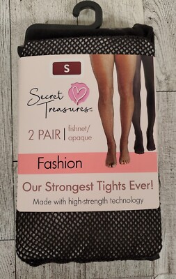 Secret Treasures Fishnet Tights SMALL & LARGE Opaque Sexy Black Fashion NEW