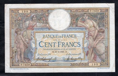 100 Francs Luc Olivier Merson 31.3.1921 Etat TB - Photo 1/2