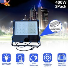 2 Pack 400 Watt Outdoor Led Floodlight 60000Lm 6500K Cold White IP65 Waterproof