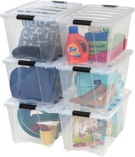 IRIS USA 54 Qt Stackable Plastic Storage Bins with Lids, 6 Pack - BPA-Free, Made