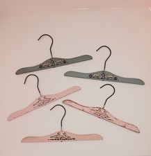 5 Vintage 1930s Painted Wooden Childs Hanger Pink Ducks Blue Dogs Nursery B