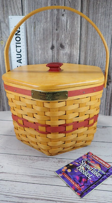 CLEAN Longaberger Christmas Collection 1997 RED Snowflake Basket W