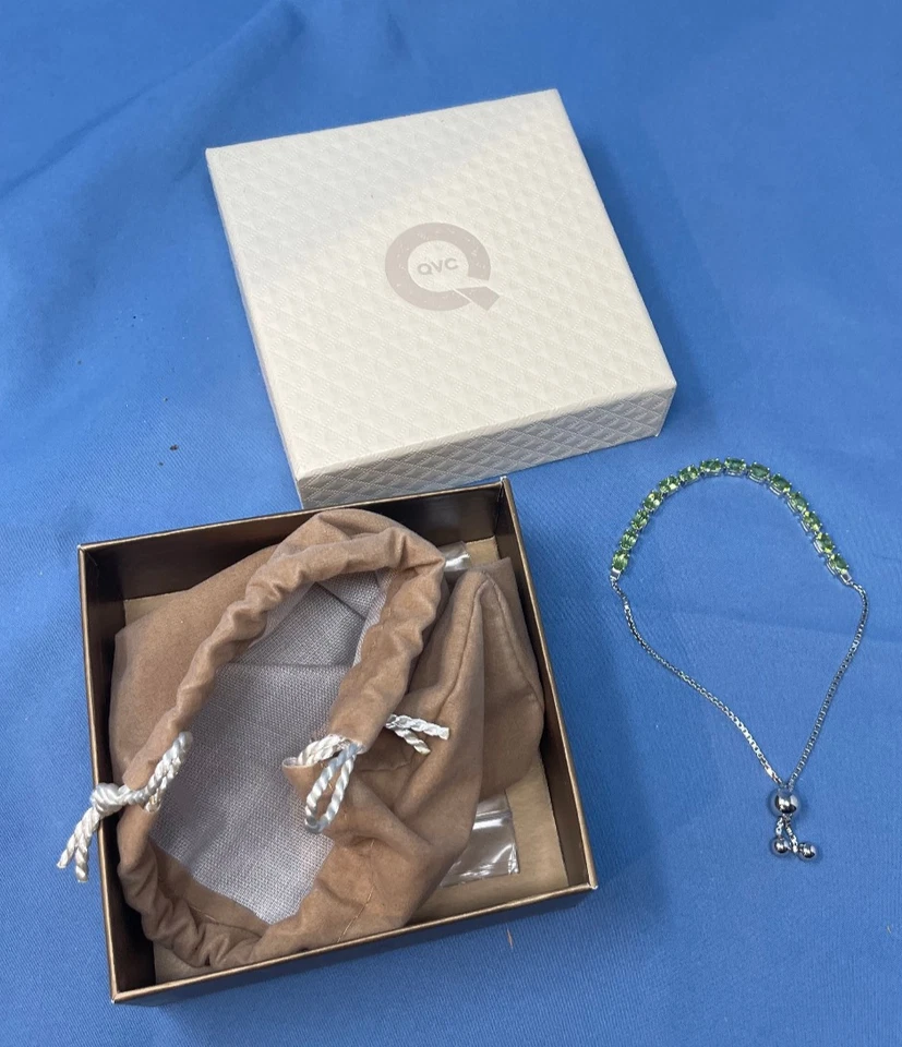 QVC Adjustable PERIDOT Sterling Silver Bracelet New in box NOS - Image 3 of 4