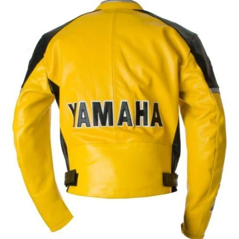 New Men's Yamaha Motorcycle Racing Jacket Cowhide Leather Motorbike Biker Jacket - Image 2 of 3