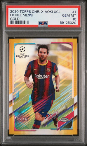 2020 Topps Chrome X Steve Aoki UEFA Lionel Messi True Gold /50 #1 PSA 10