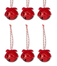 12 Shiny Red Iron Jingle Bells Small Christmas Ornaments - Holiday Time - New
