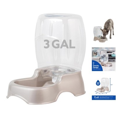 3 Gallon Pet Cafe Water Bowl - Effortless Refill for Cats & Dogs, Pearl Tan