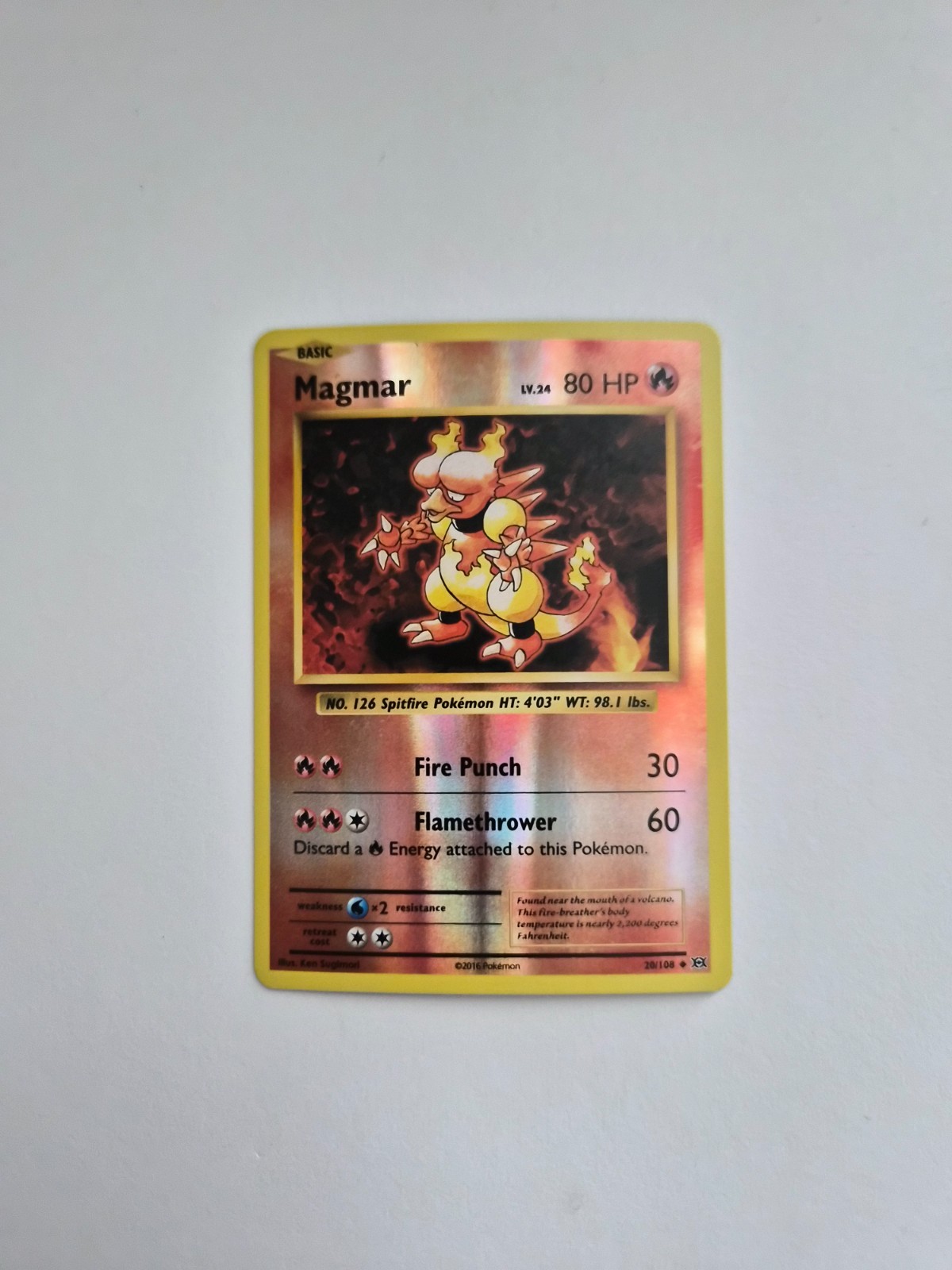 Magmar - 2016 Pokémon XY Evolutions Reverse Holo #20/108 - FREE SHIPPING - NM/MT