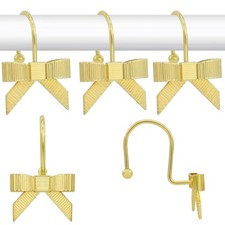 Decorative Shower Curtain Hooks Luxury Bowknot Ring Modern Bow Hanger Gold 12PCS