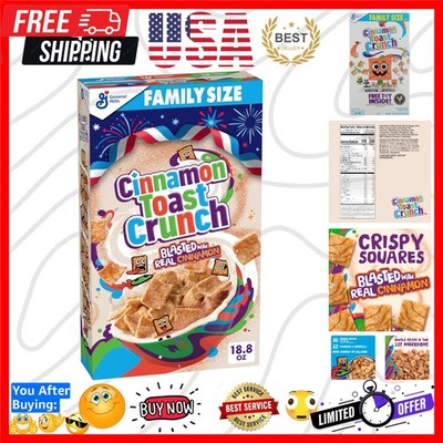 Breakfast Cereal, Crispy Cinnamon Cereal, Family Size, 18.8 oz