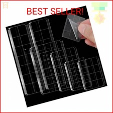 FNANJWQ 6Pcs Acrylic Blocks for Stamping Set Clear Stamping Blocks Tools with Gr