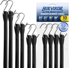Bungee Cords with Hooks (10 Pack) – 10", 15", 21", 31" Heavy Duty EPDM Rubber 