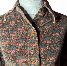 Vintage 1970s Levi  s Floral Velour Jacket Button Front Made USA Women  s