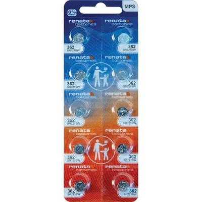 10 Strip Renata 362 SR721SW Silver Oxide 0% MERCURY Batteries EXP 2028