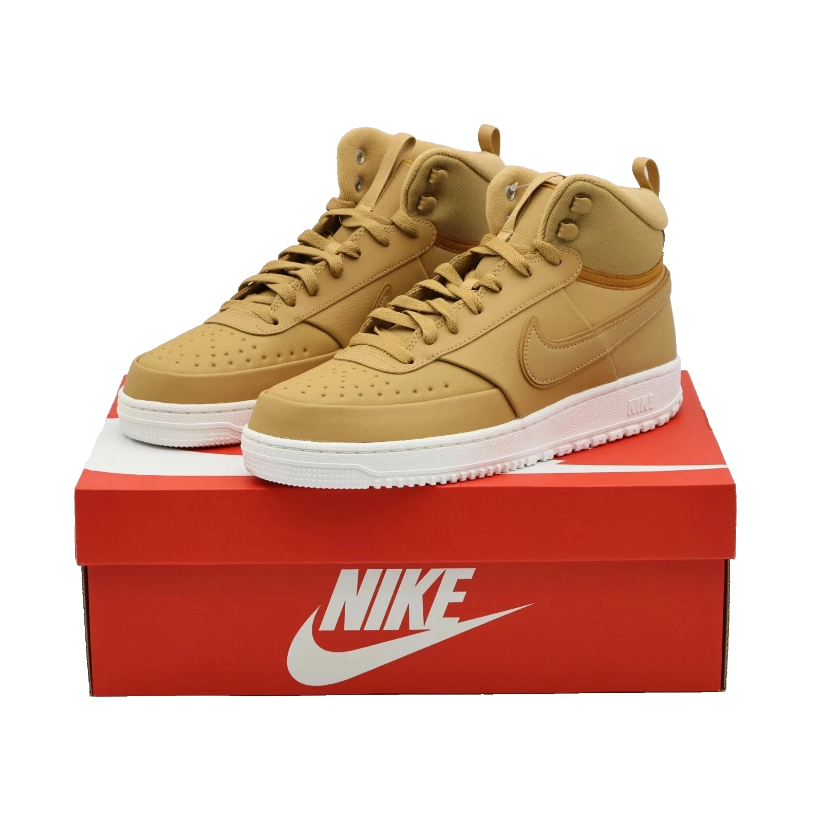 Size 9.5 Nike Basketball Sneakers Court Vision Winter Mid Gold DR7882-700 Mens