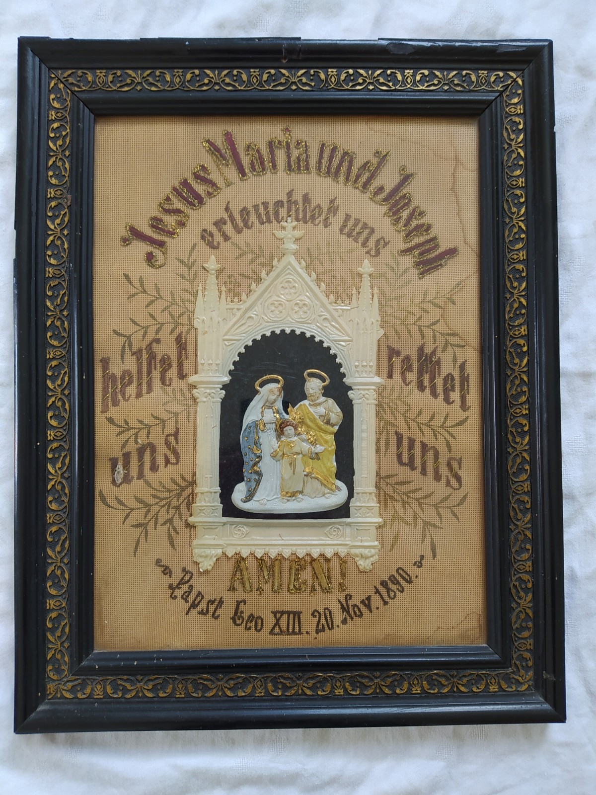 Antike christliche Kunst Wanddeko Kirchendeko Jesus Maria und Joseph