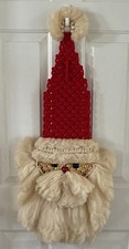 Santa Claus Vintage Macrame Hanging Door Decor 70  s