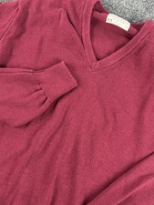 Lord Jeff V Neck Sweater Mens Large Red Cotton Made In USA Vintage