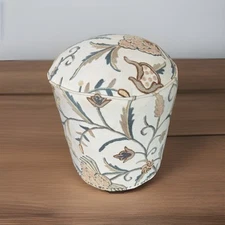Hand Embroidered Fabric Pouf Ottoman footstool