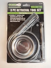 Grip 3 pc Magnetic Retrieval Tool Set - Magnetic Parts Tray 2 lb Pick Up New