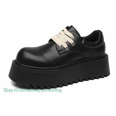 Men's British Leisure Black Pump Dress Formal Oxfords Thick Sole Lace Up Shoes