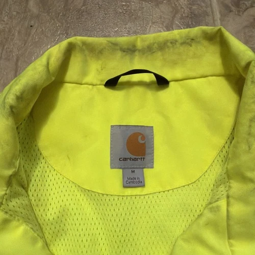 Carhartt Hi-Vis Reflective Safety Work Jacket Yellow/Black Sz M Class 3 Level 2 image 7