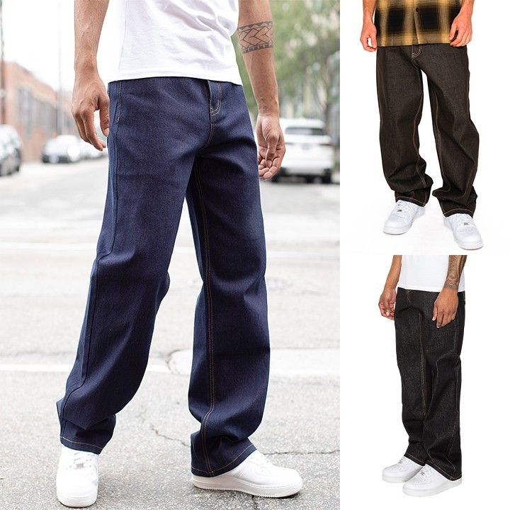 Victorious Men's Casual Essential Baggy Fit Comfortable Raw Denim