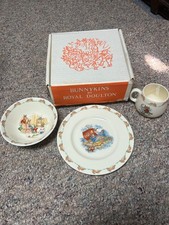 Vintage Royal Doulton Bunnykins 3 Piece Child Set English Fine Bone China